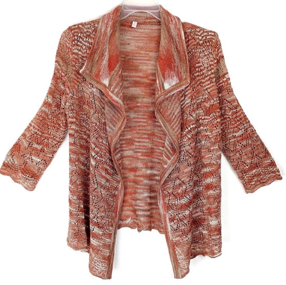 Women's Relativity Cardigan Shawl Collar Multicolor Brown Sweater, Size Medium